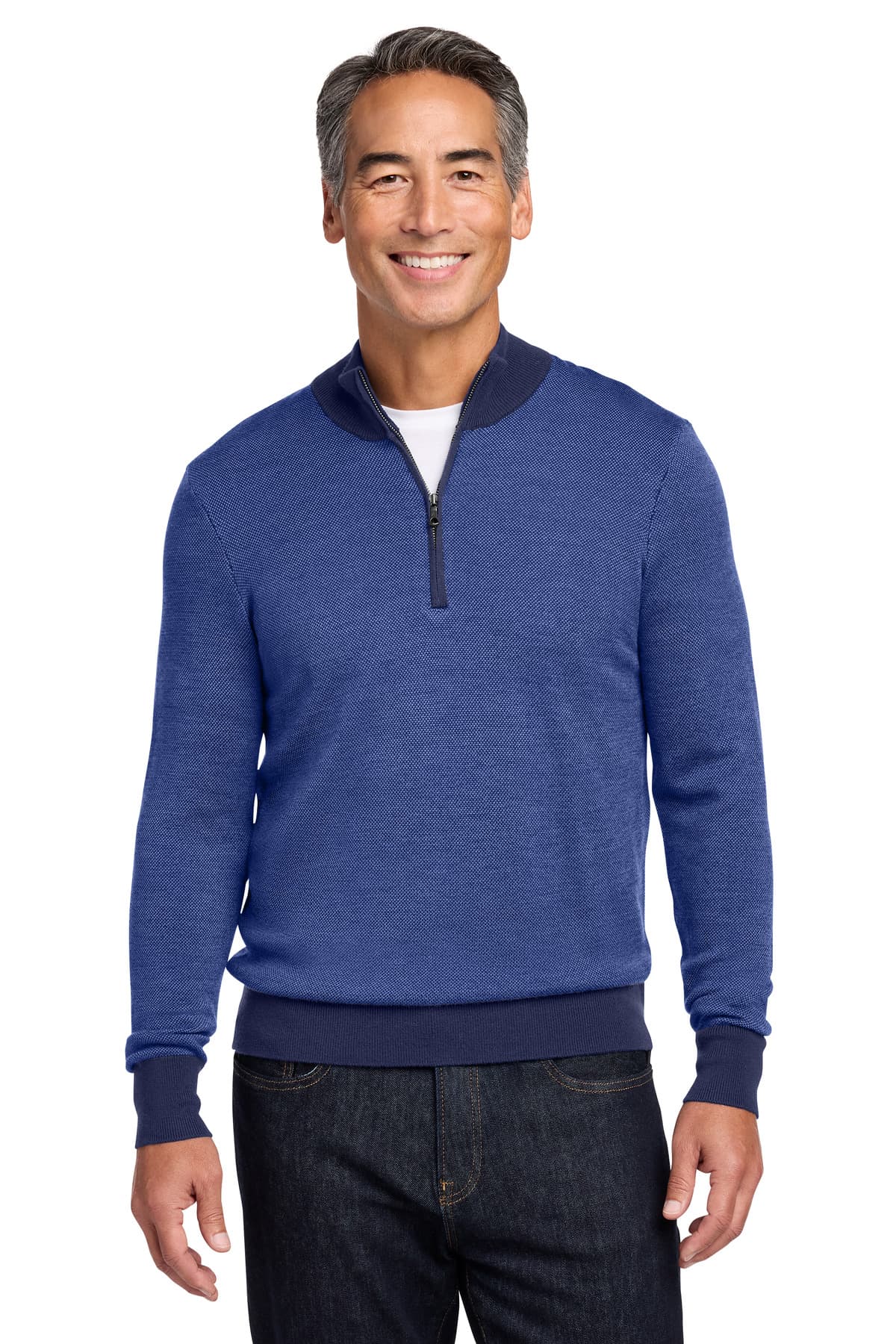 Brooks Brothers ® Washable Merino Birdseye 1/4-Zip Sweater BB18412 thumbnail 4