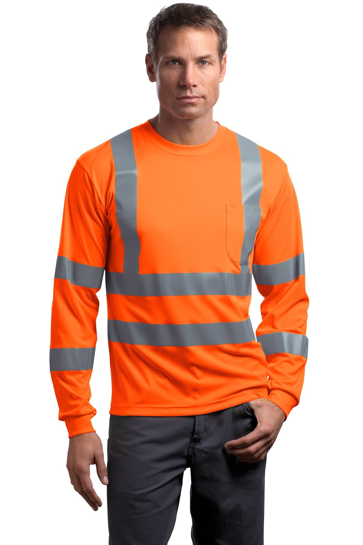 CornerStone ® - ANSI 107 Class 3 Long Sleeve Snag-Resistant Reflective T-Shirt. CS409 thumbnail 2