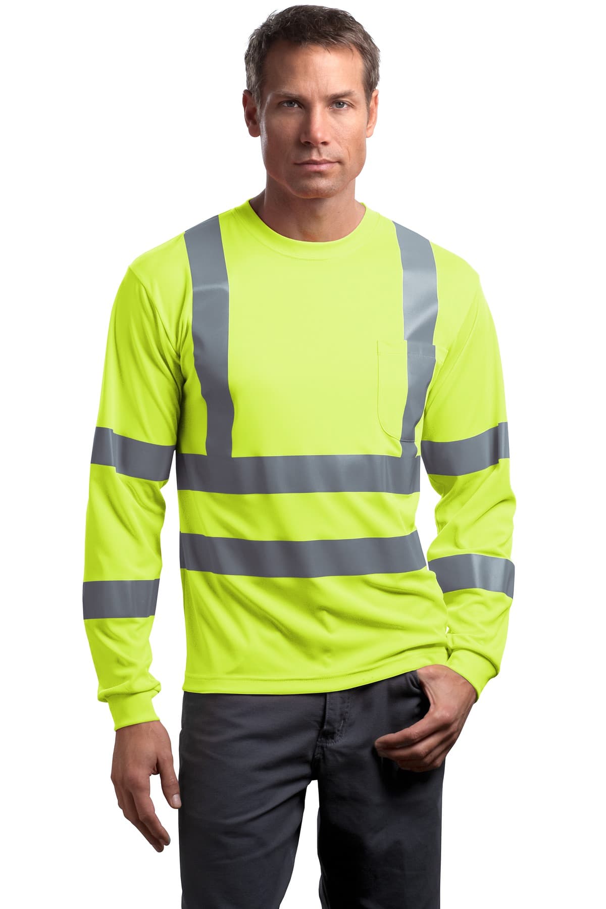 CornerStone ® - ANSI 107 Class 3 Long Sleeve Snag-Resistant Reflective T-Shirt. CS409 thumbnail 3