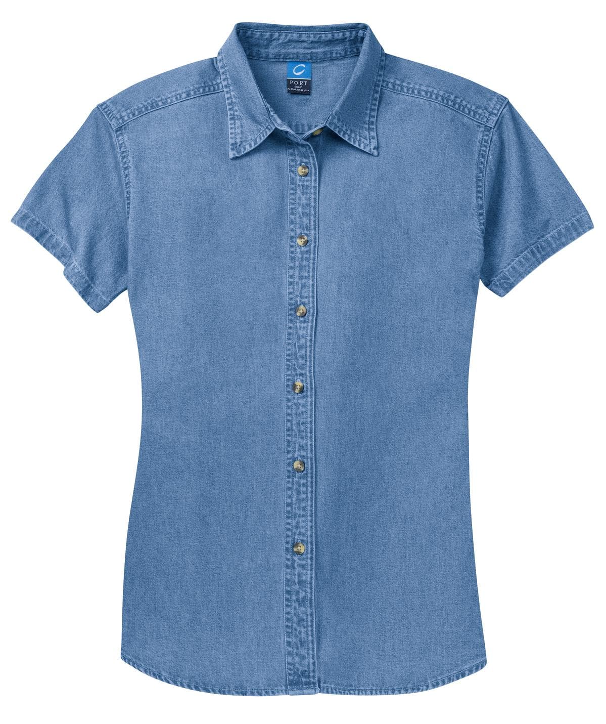 Port & Co ™ Women's Short Sleeve Value Denim Shirt. LSP11 thumbnail 5