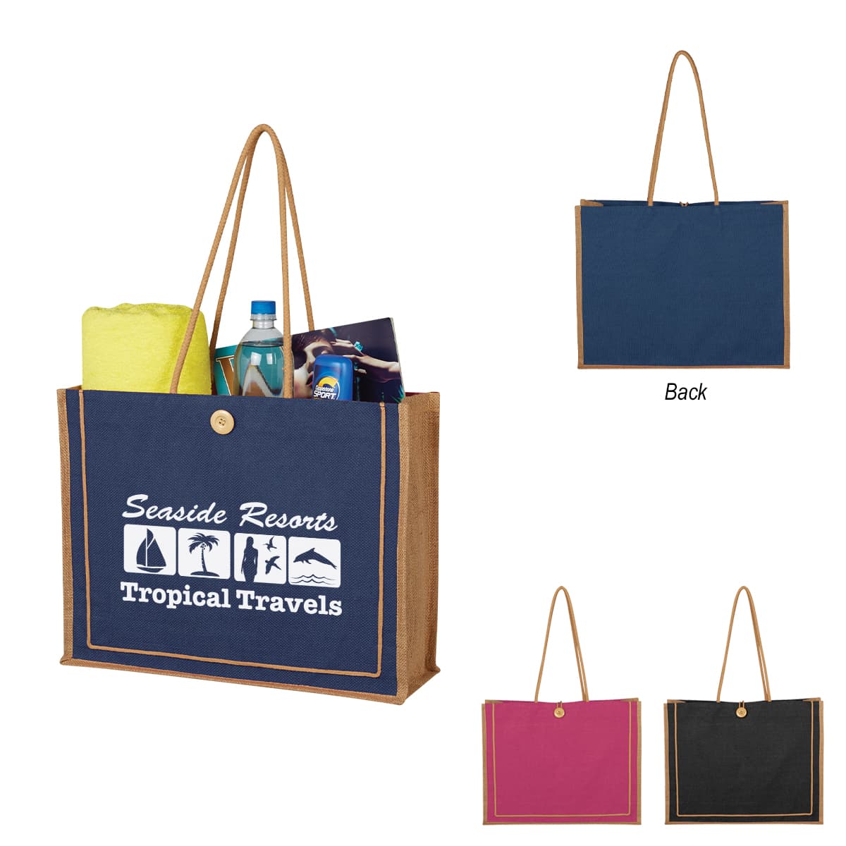 Paradise Jute Tote Bag - Image 1