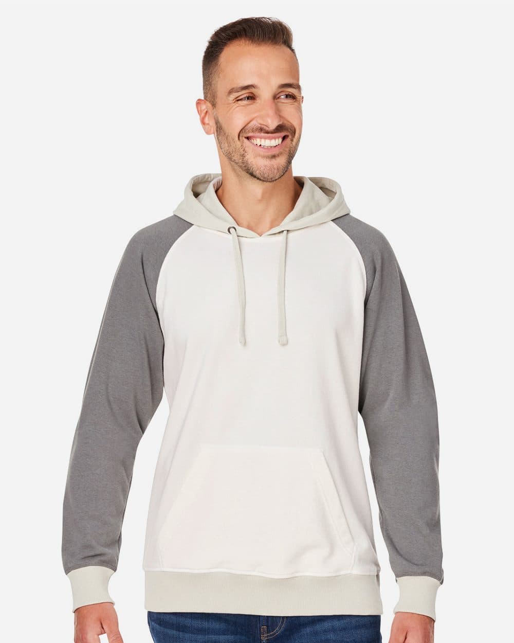 J. America Unisex Vintage Tricolor Hooded Sweatshirt