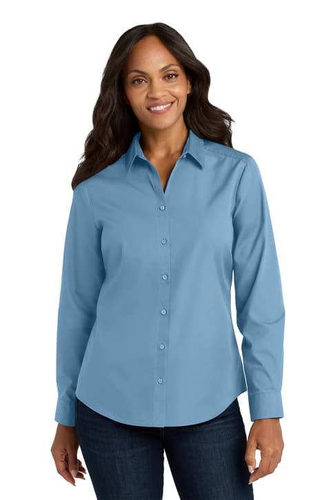 Port Authority ® Women's Long Sleeve Carefree Poplin Shirt. LW100