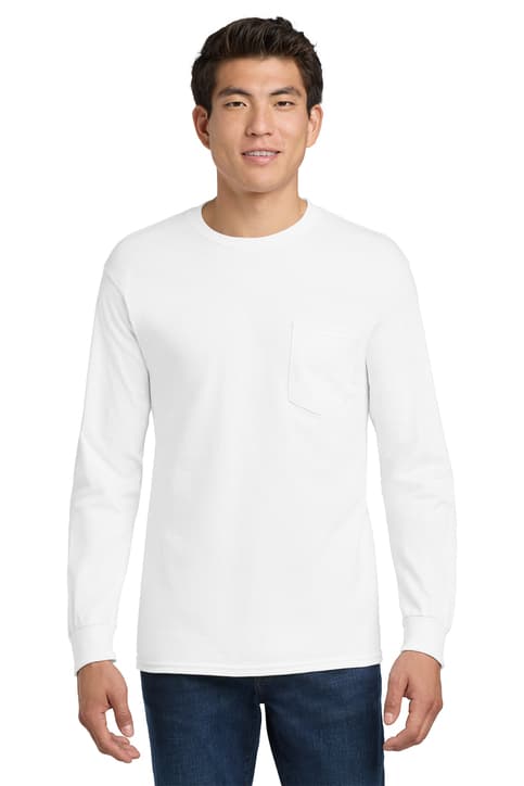 Gildan ® - Ultra Cotton ® 100% US Cotton Long Sleeve T-Shirt with Pocket. 2410