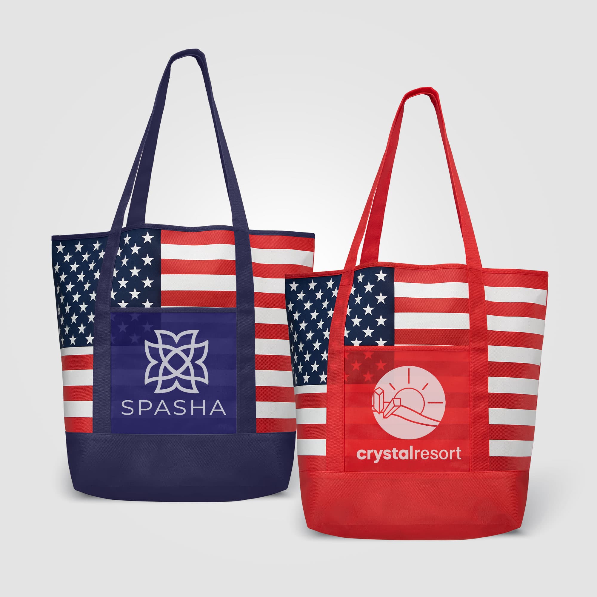 American Flag Non-Woven Tote Bag with 210D Pocket - Image 1