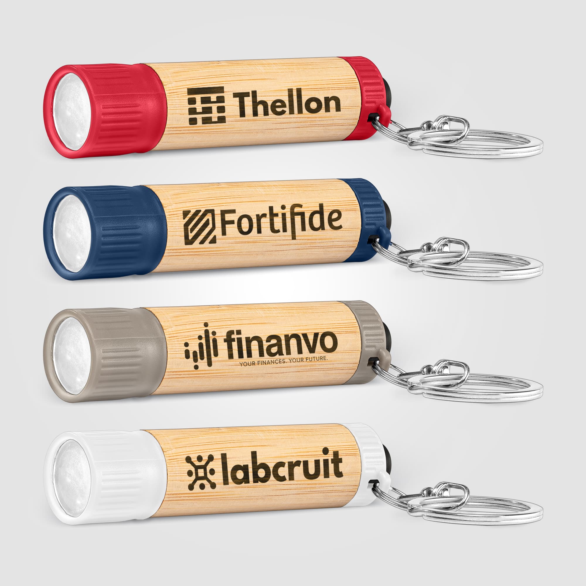 Bamboo LED Flashlight with Keyring - Image 1