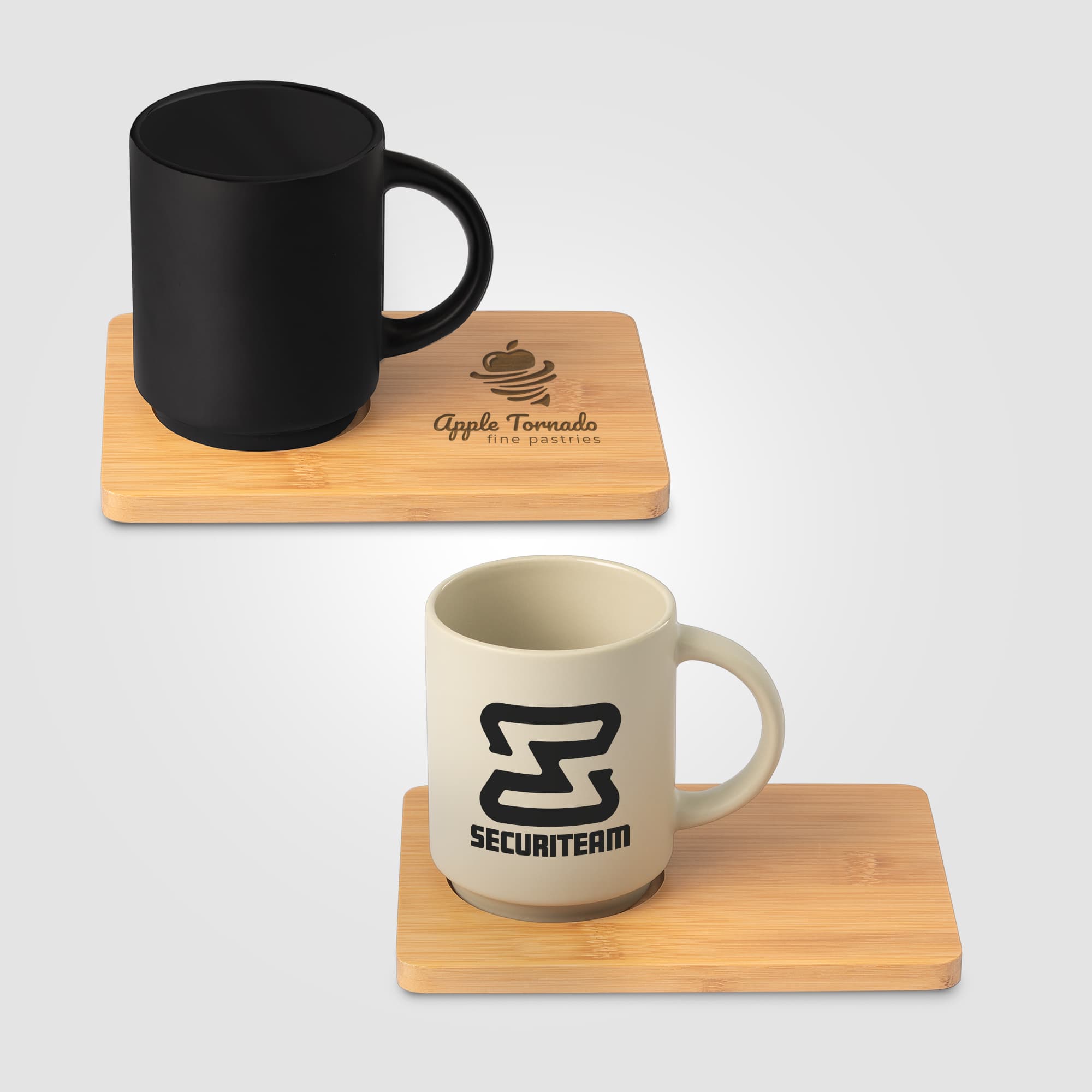Café Duo - 11 oz. Ceramic Mug & Bamboo Board Set - Image 1