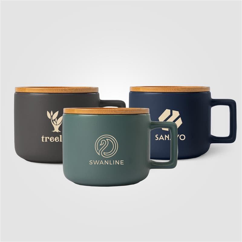 Café Virtuoso - 12 oz. Ceramic Mug with Bamboo Lid - Ceram-X - Image 1