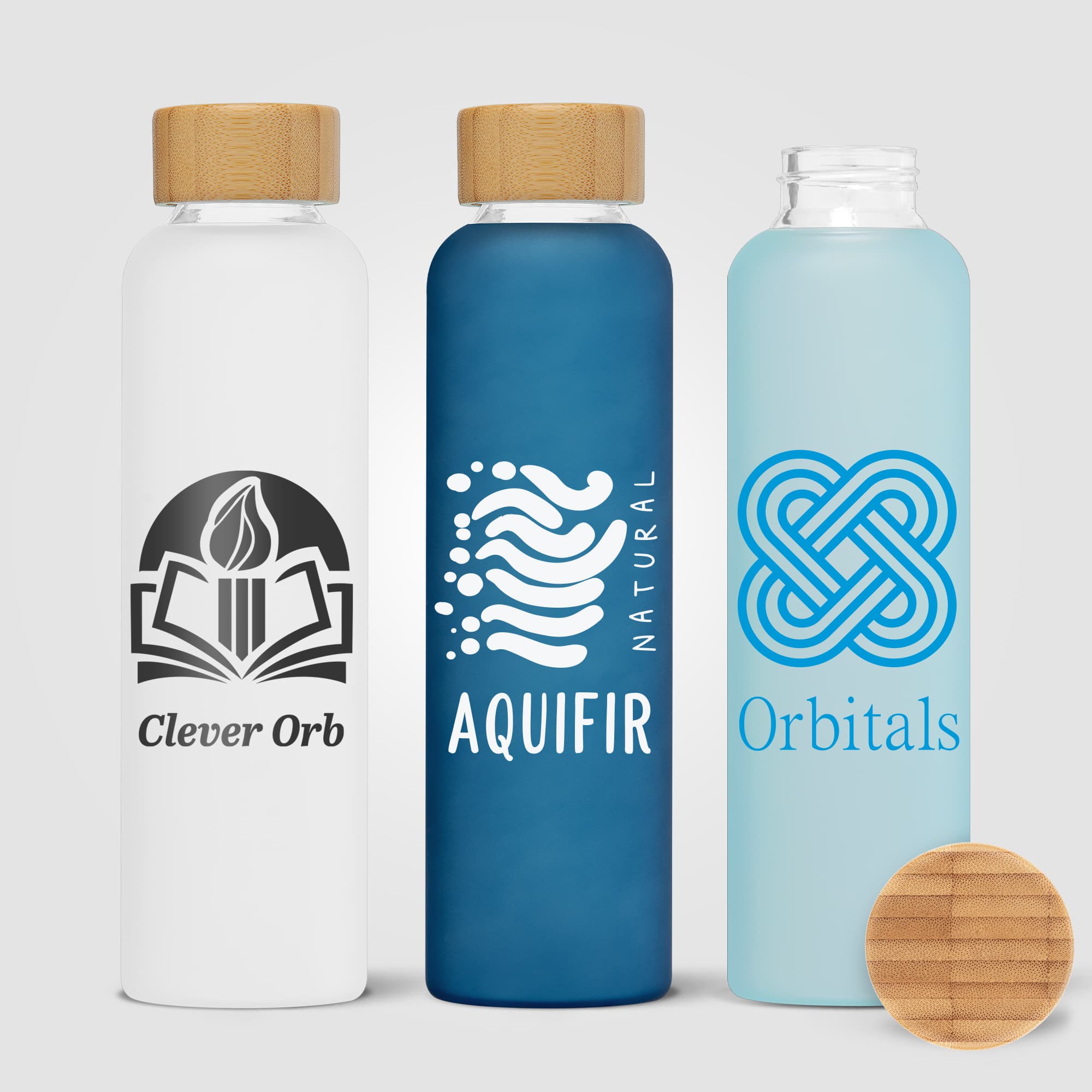 Lucerne - 20 oz. Frosted Borosilicate Glass Bottle with Bamboo Lid - Image 1