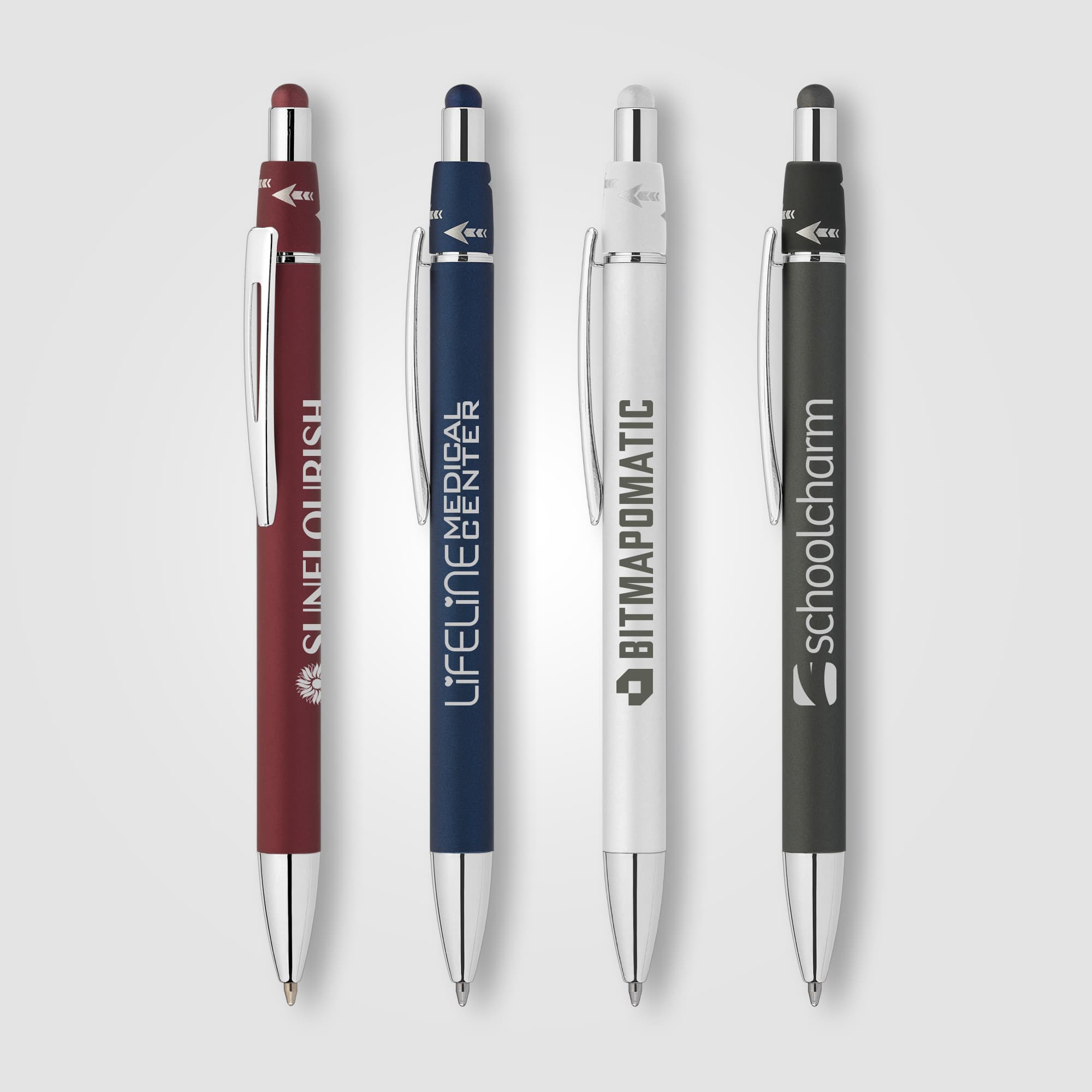 Orbit Spinner Chrome Metal Pen with Stylus - Image 1