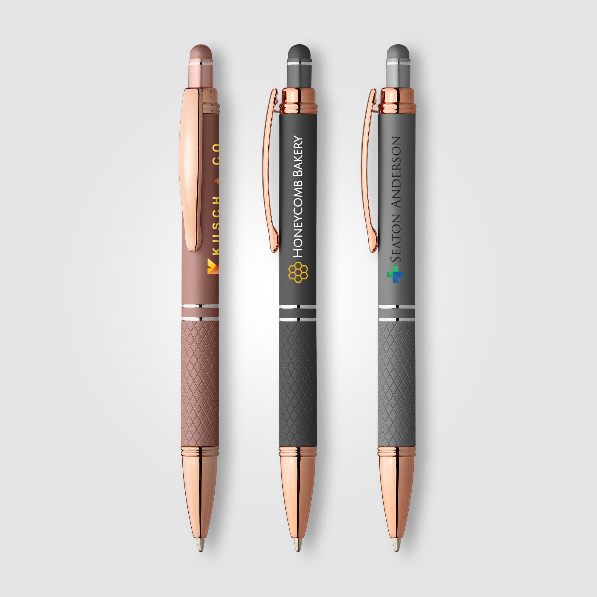 Phoenix Softy Rose Gold Metallic Pen with Stylus - Image 1