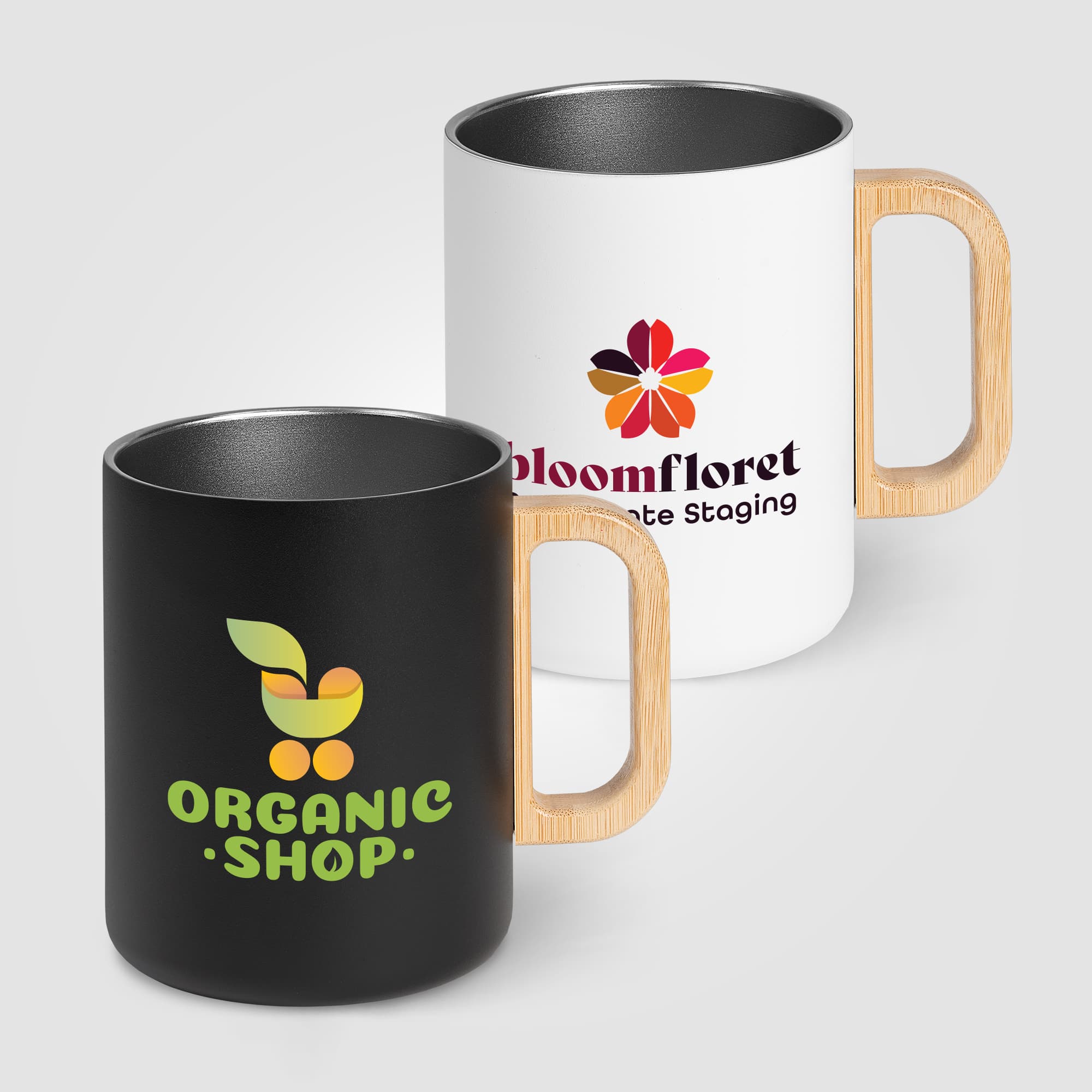 Vancouver - 18 oz. Stainless Steel Double Wall Mug with Bamboo Handle - Image 1
