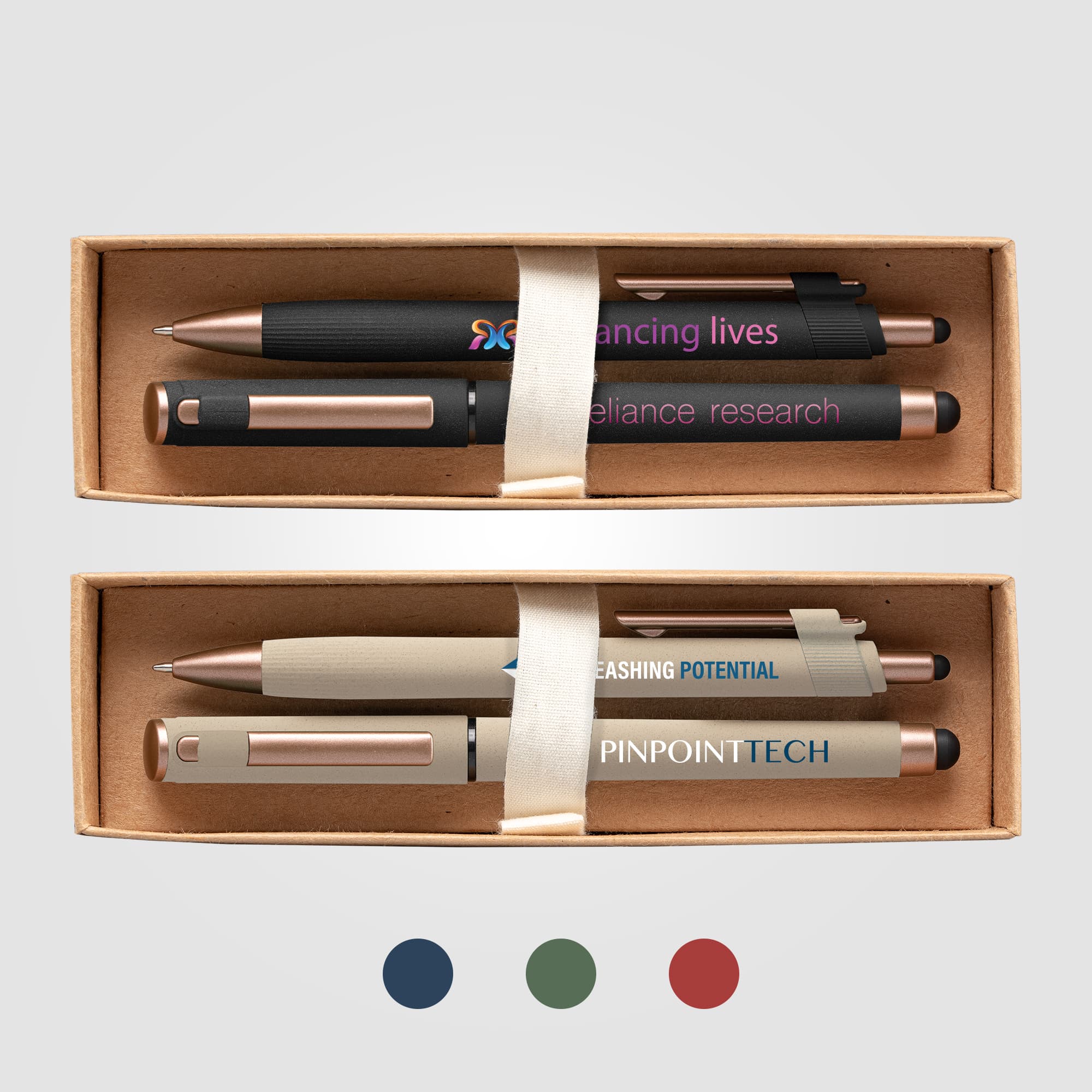 York Recycled Plastic Bronze Trim Pen Gift Set – Box Decorated - Image 1