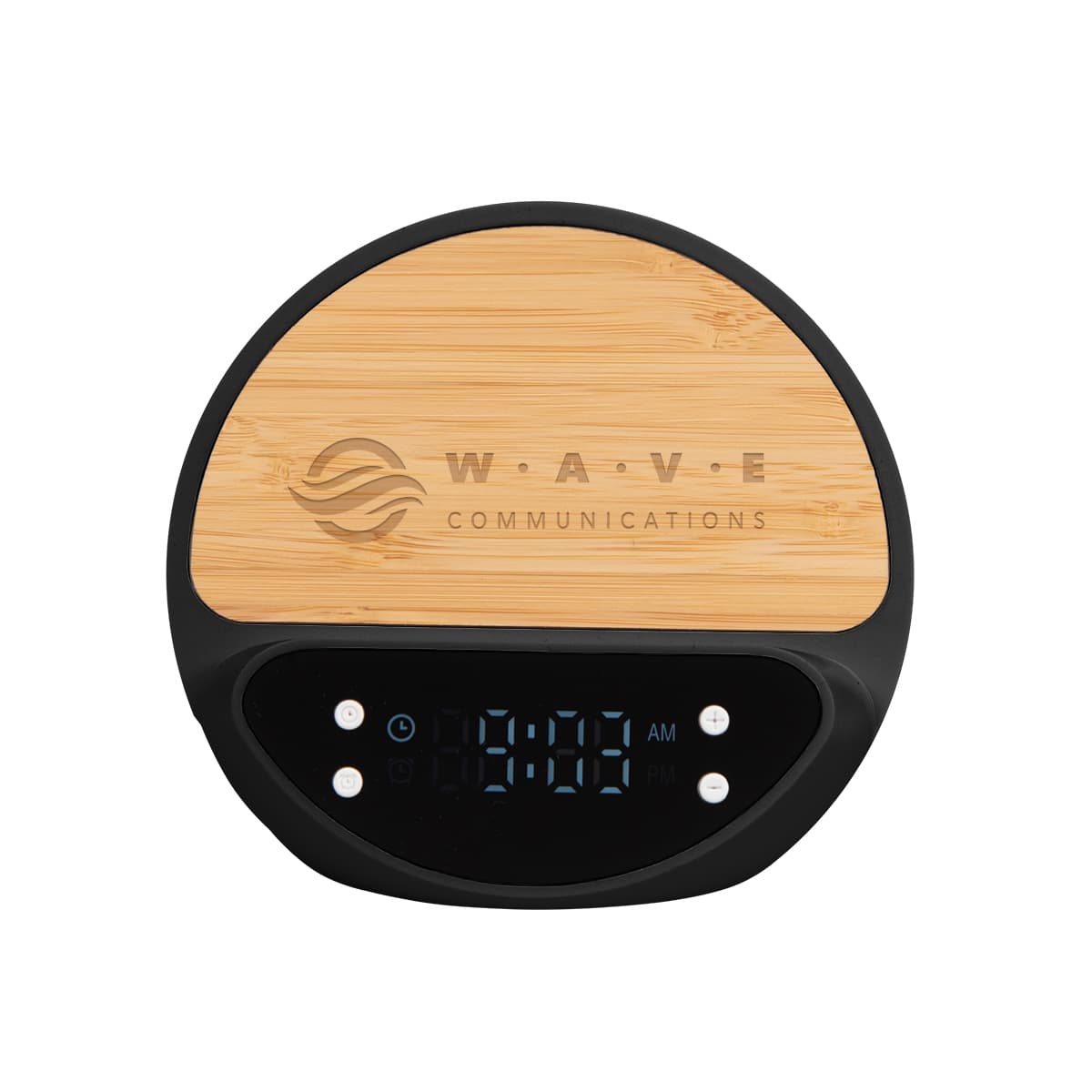 10W Bamboo Wireless Charger With Digital Clock - Image 1