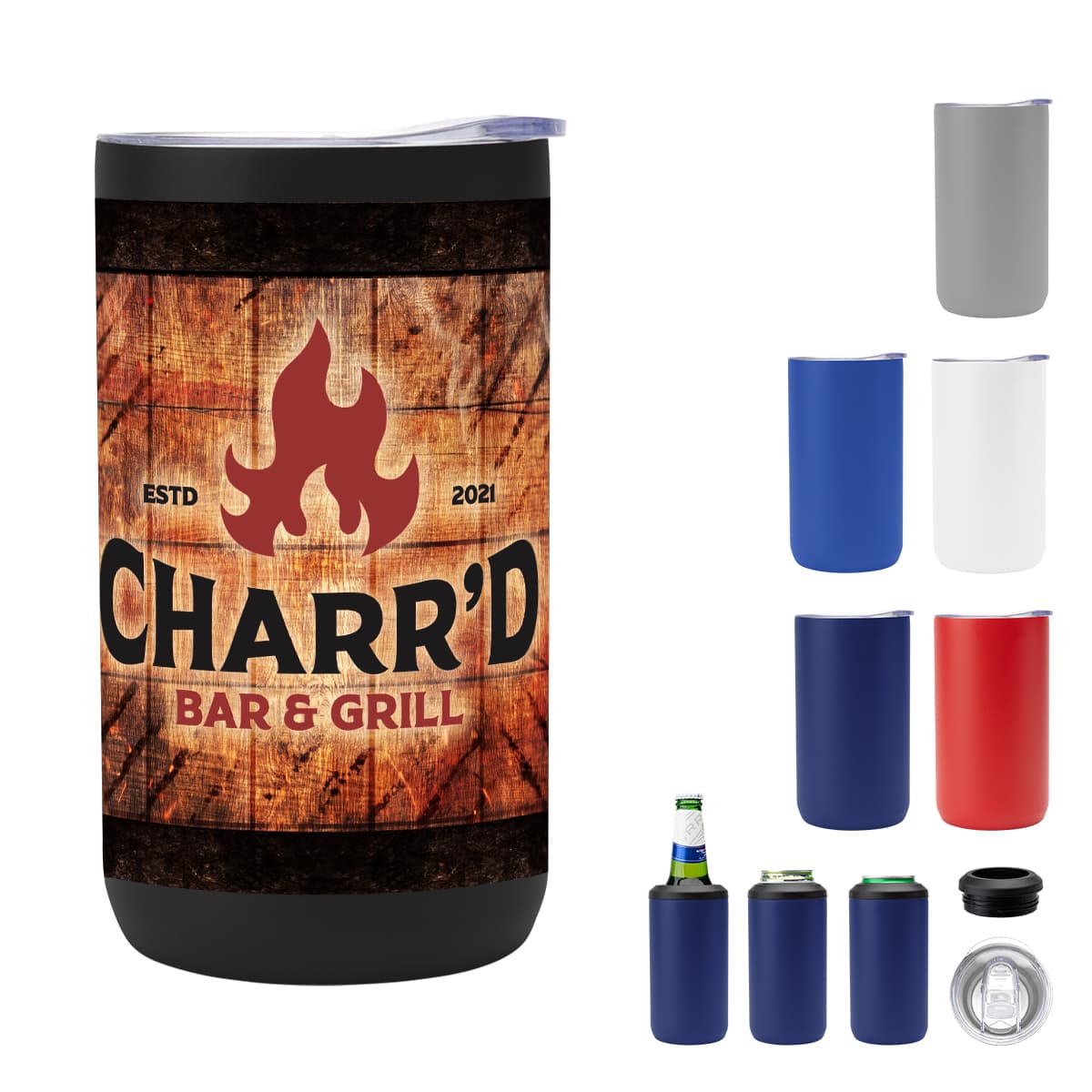 12 Oz. Full Color 4-In-1 Double Walled Can Cooler - Image 1