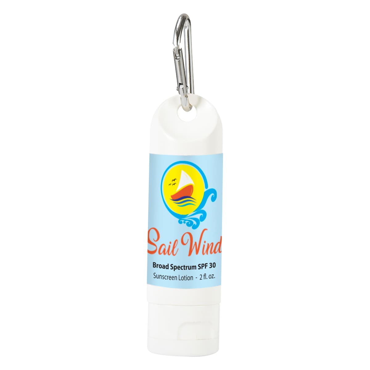 2 Oz. SPF 30 Sunscreen Lotion Carabiner Bottle - Image 1