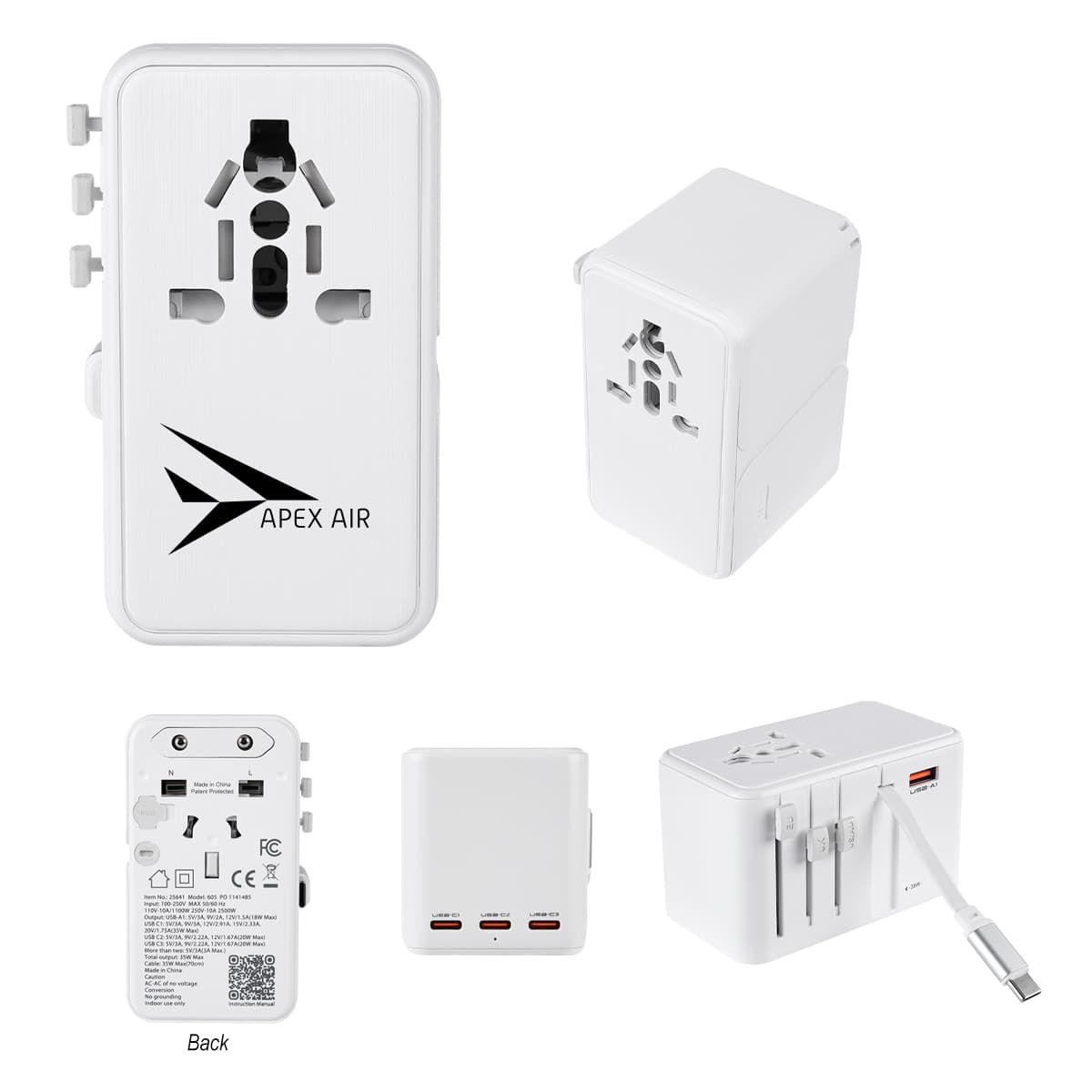 35W International Travel Adapter & Charging Cable