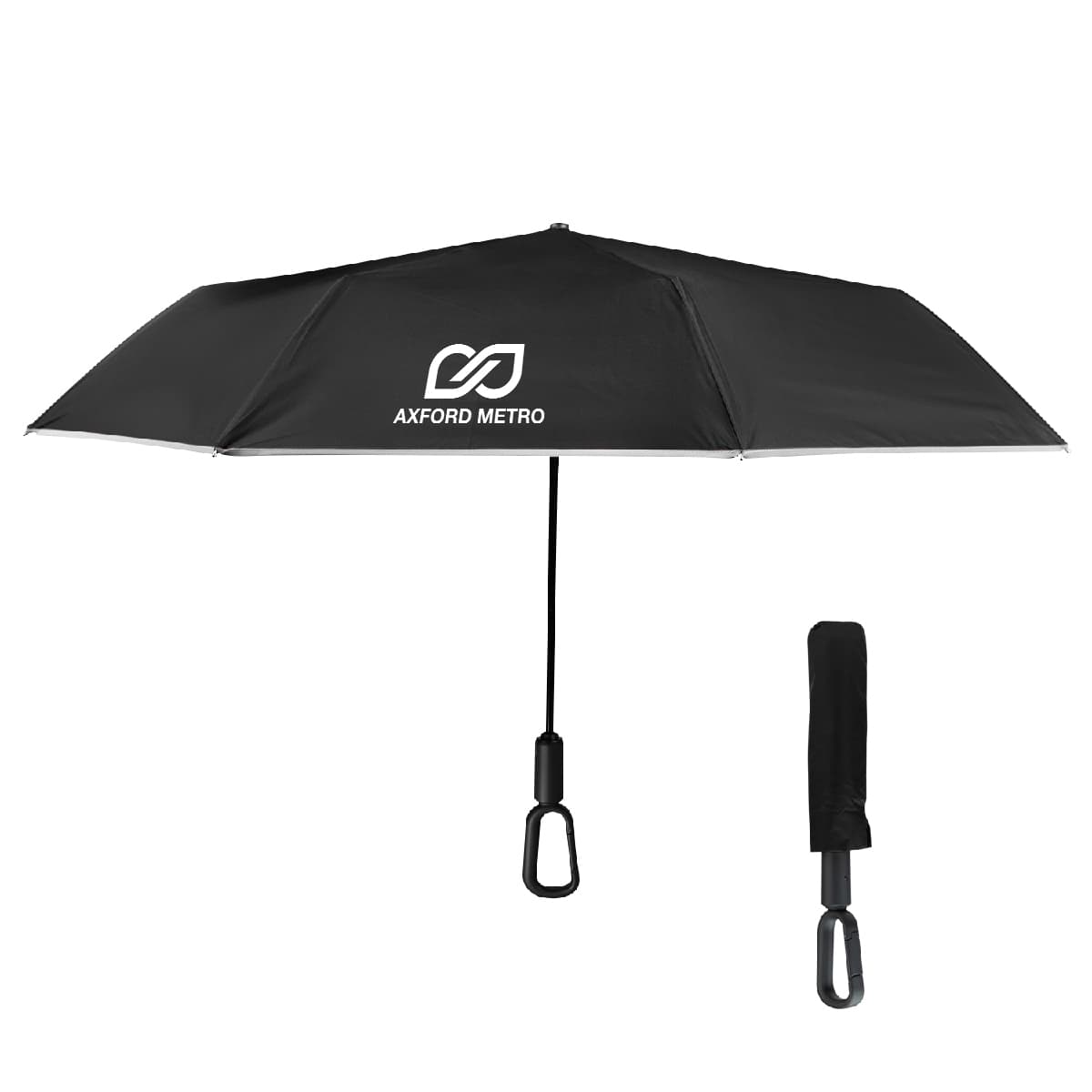 46" Arc Reflective Umbrella With Carabiner Handle - Image 1