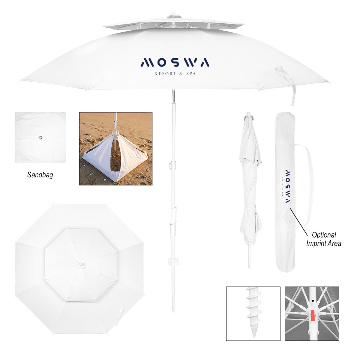 69" Arc Large Vented Beach Umbrella With 100% rPET Canopy - Image 1