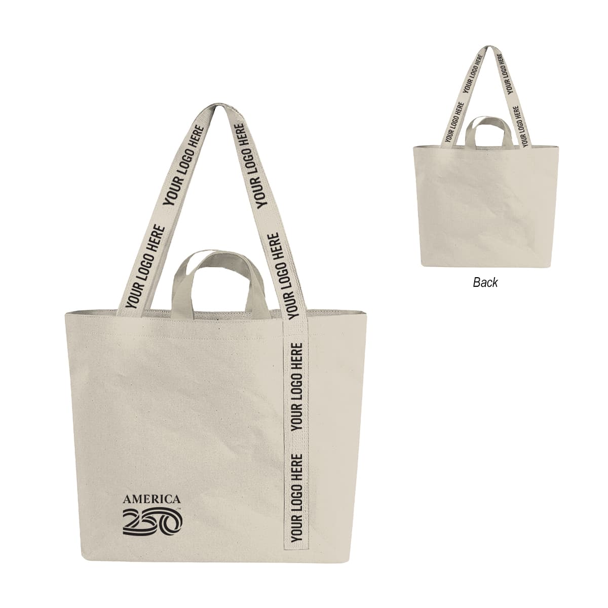 America250™ - 14 Oz. Recycled Mono-Strap Canvas Tote Bag - Image 1
