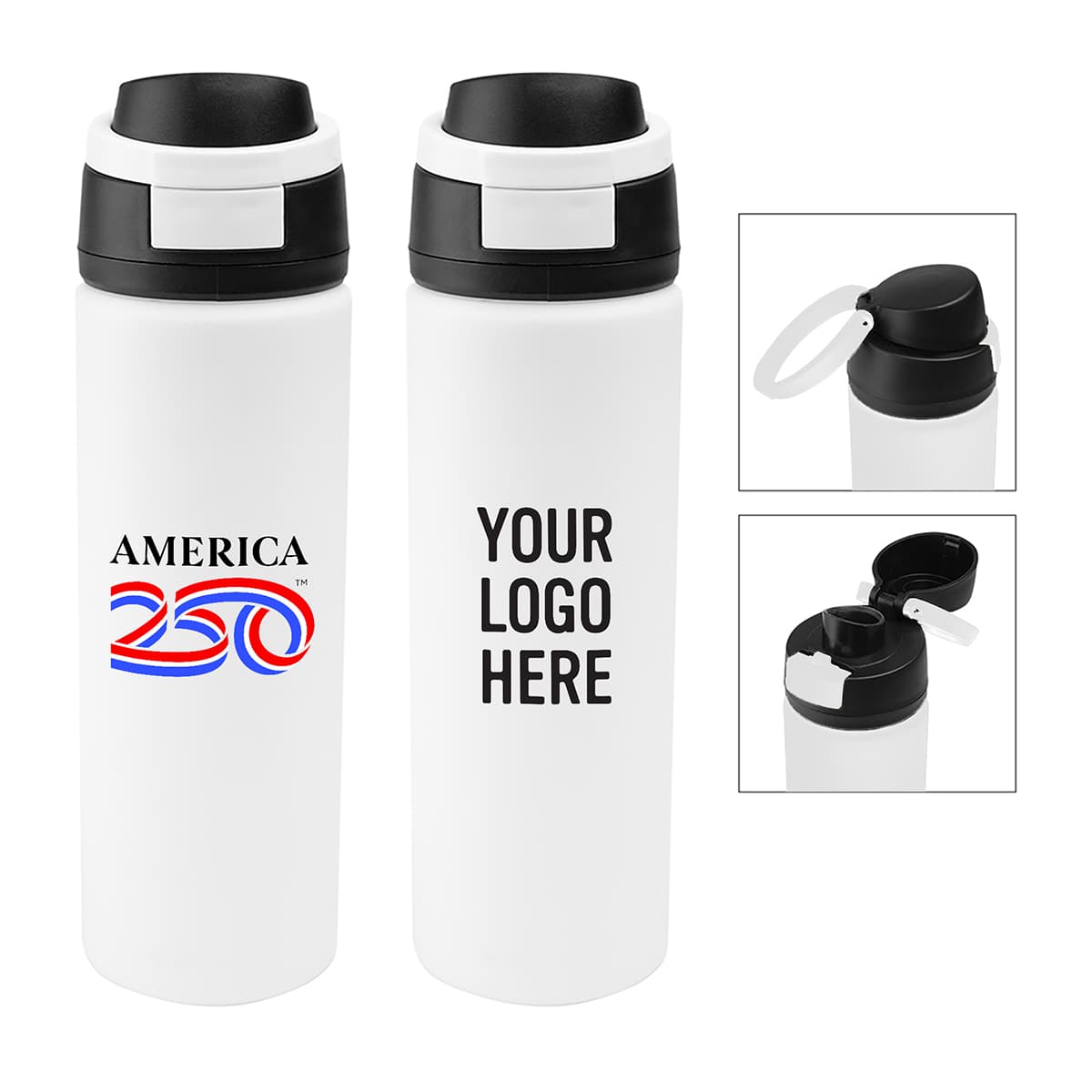America250™ 24 Oz. Pop Sip Recycled Stainless Steel Bottle - Image 1