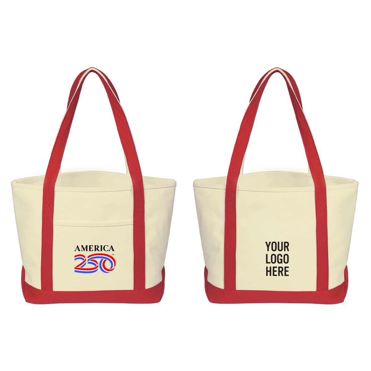 America250™ Medium Starboard 24 Oz. Recycled Cotton Canvas Tote Bag - Image 1