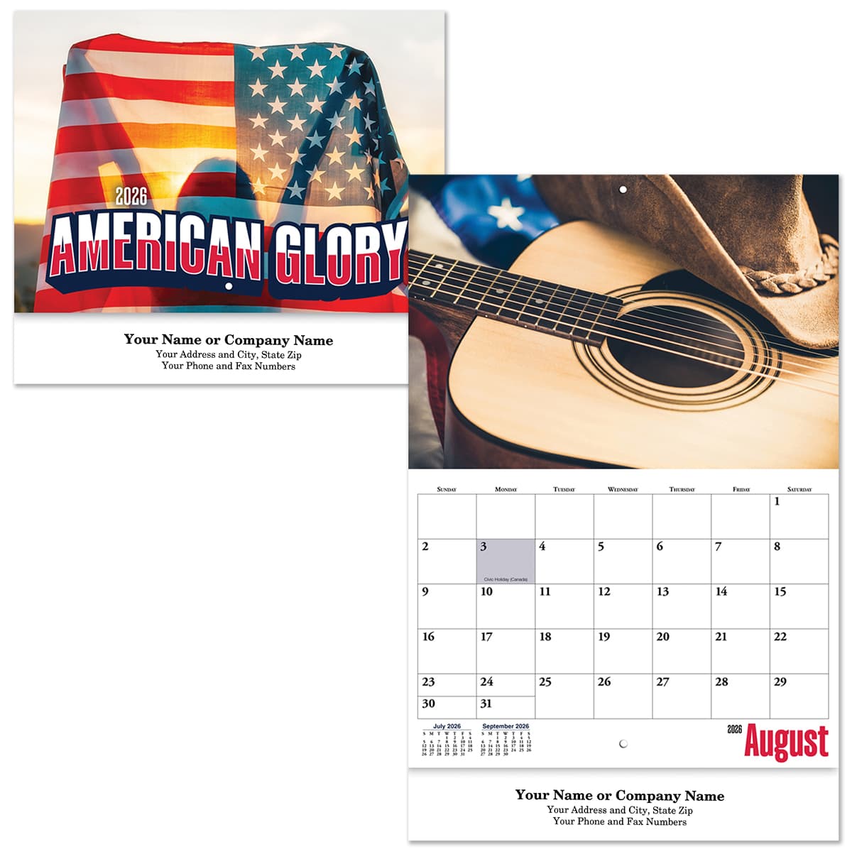American Glory Stapled Wall Calendar - Image 1