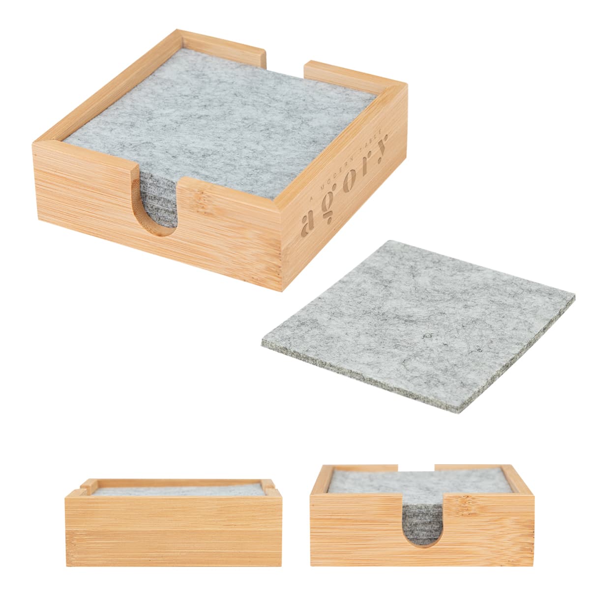 Bamboo & Recycled Felt Coaster Set - Image 1