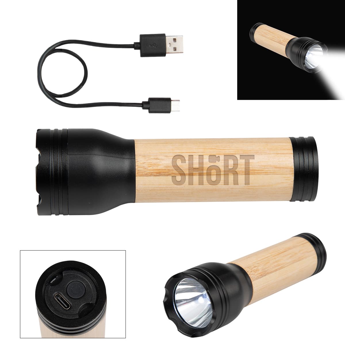 Bamboo Rechargeable LED Flashlight - Image 1