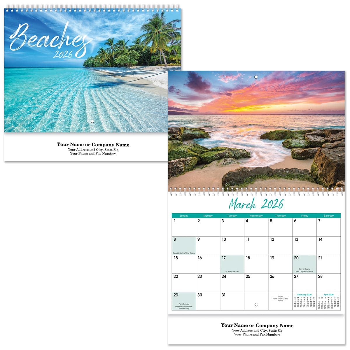 Beaches Spiral Wall Calendar - Image 1