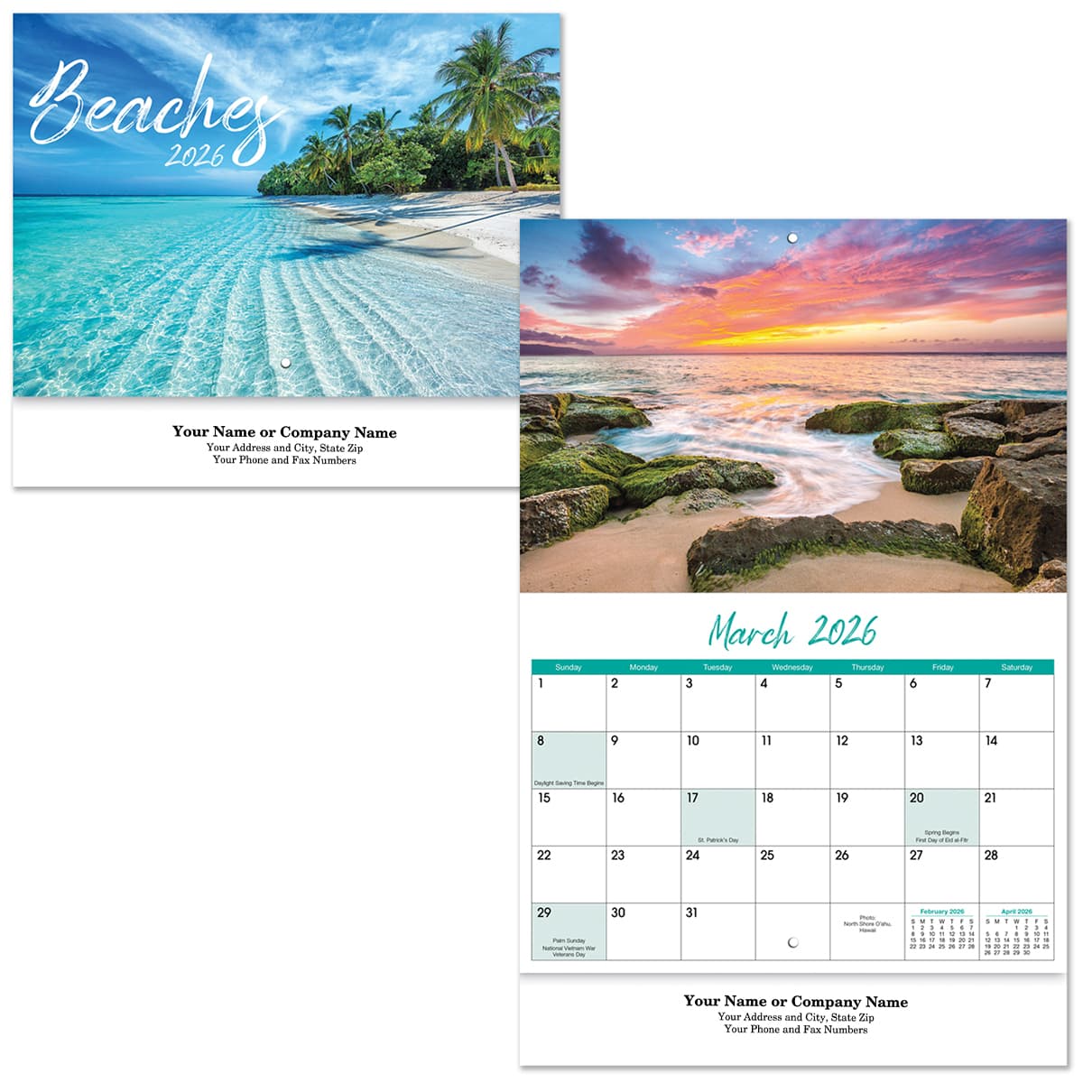 Beaches Stapled Wall Calendar - Image 1