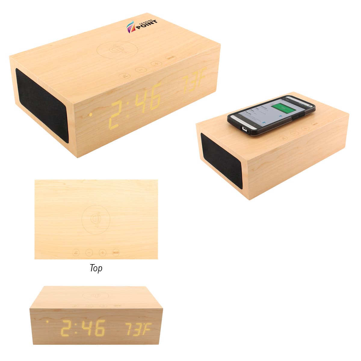 BlueSequoia Alarm Clock with Qi Charging Station and Wireless Speaker - Image 1
