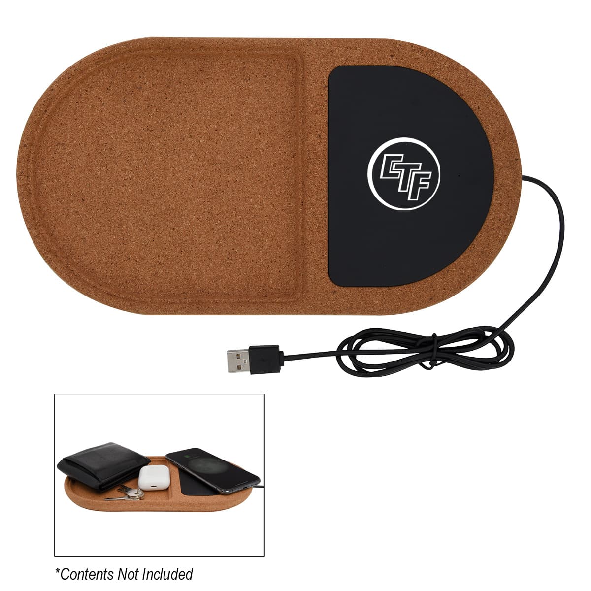 Cork Wireless Charging Pad Desktop Organizer - Image 1