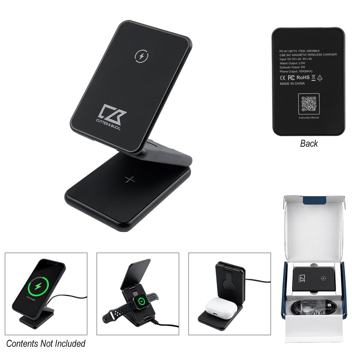 Cutter & Buck® 3-In-1 Magnetic Wireless Charger - Image 1