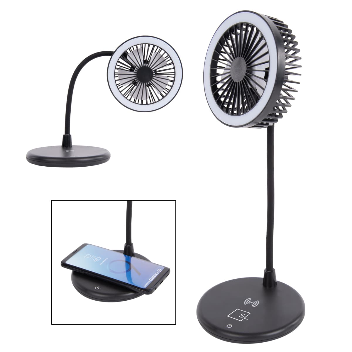Desktop Fan With Ring Light & Wireless Charger - Image 1