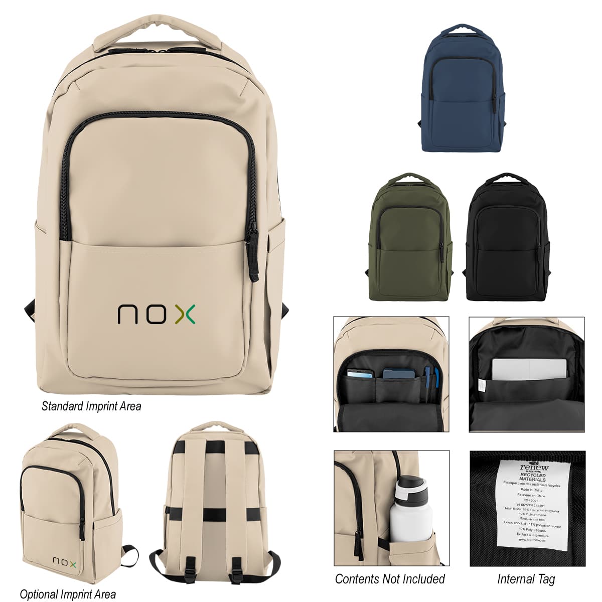 Hudson Leatherette Laptop Backpack - Image 1