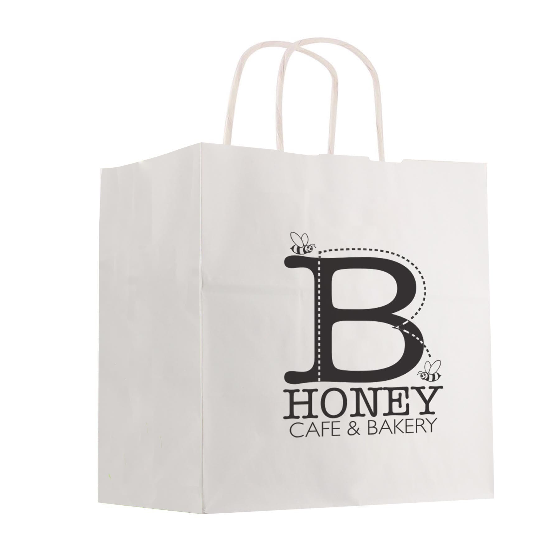 Kraft Paper White Shopping Bag - 10" x 10" - Image 1