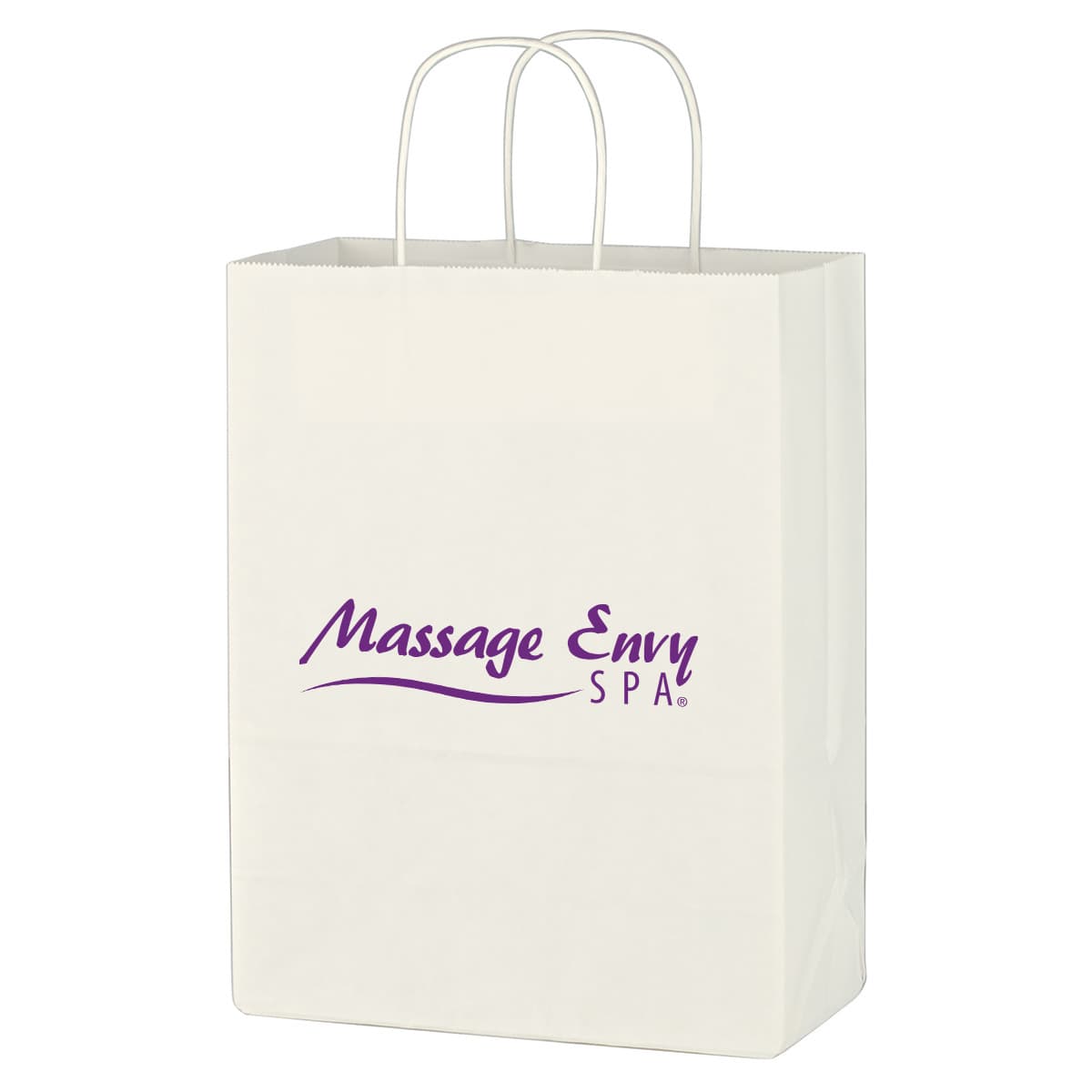 Kraft Paper White Shopping Bag - 10" x 13" - Image 1