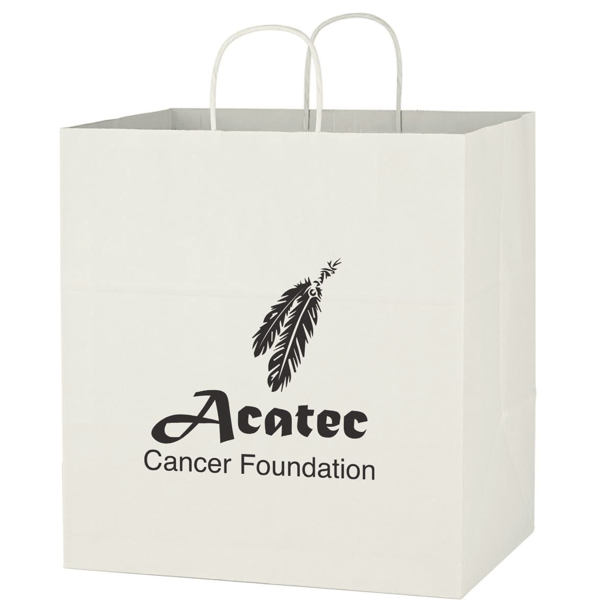 Kraft Paper White Shopping Bag - 14" x 15" - Image 1