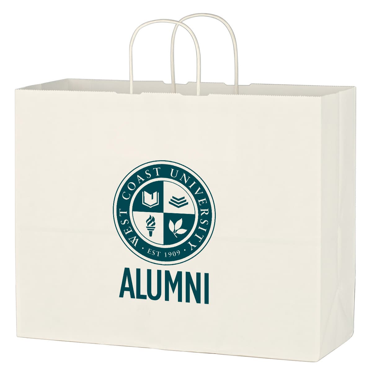 Kraft Paper White Shopping Bag - 16" x 12-1/2" - Image 1