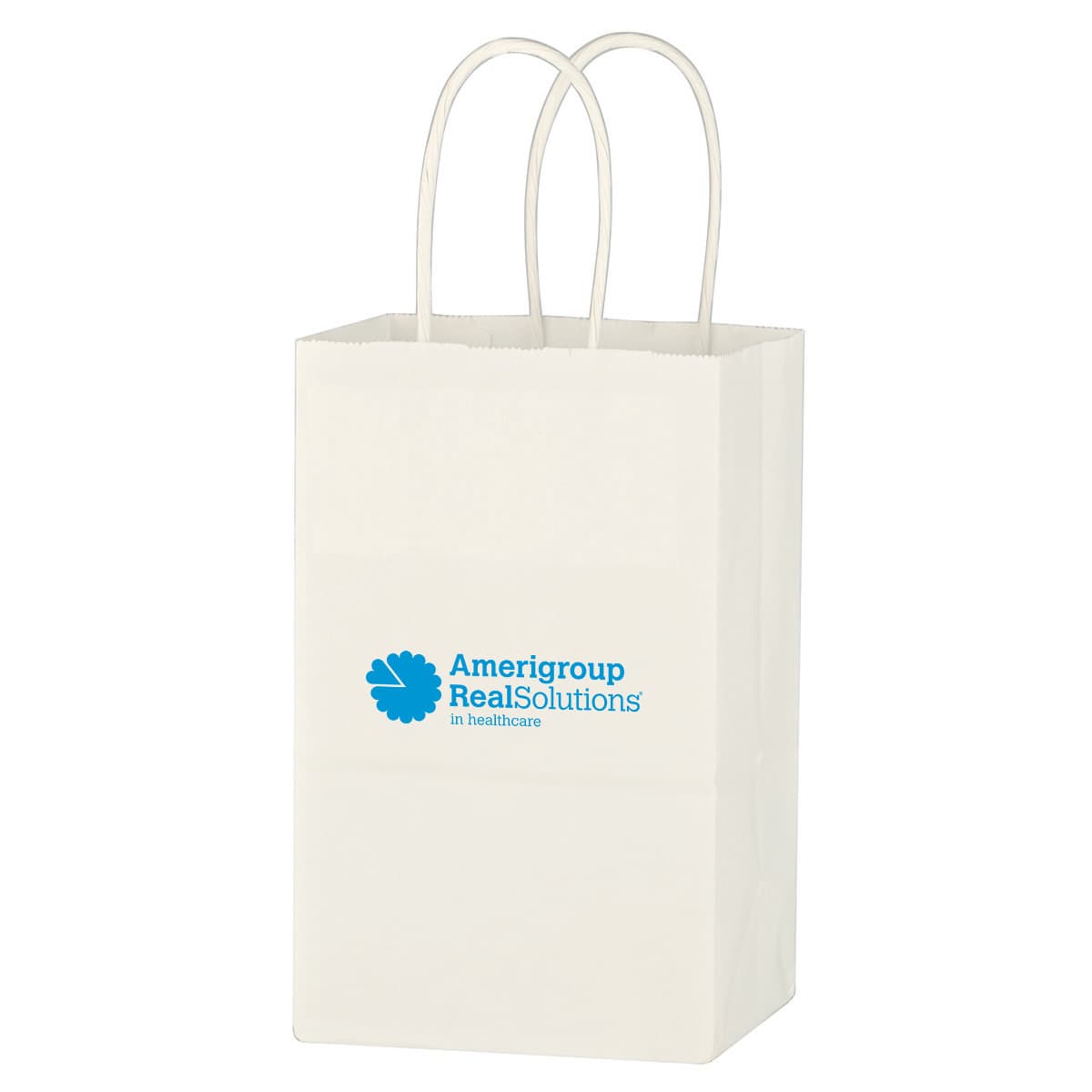 Kraft Paper White Shopping Bag - 5-1/4" x 8-1/4" - Image 1
