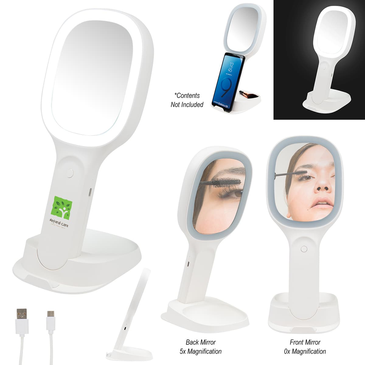 Light Up Double Sided Mirror With Wireless Charger - Image 1