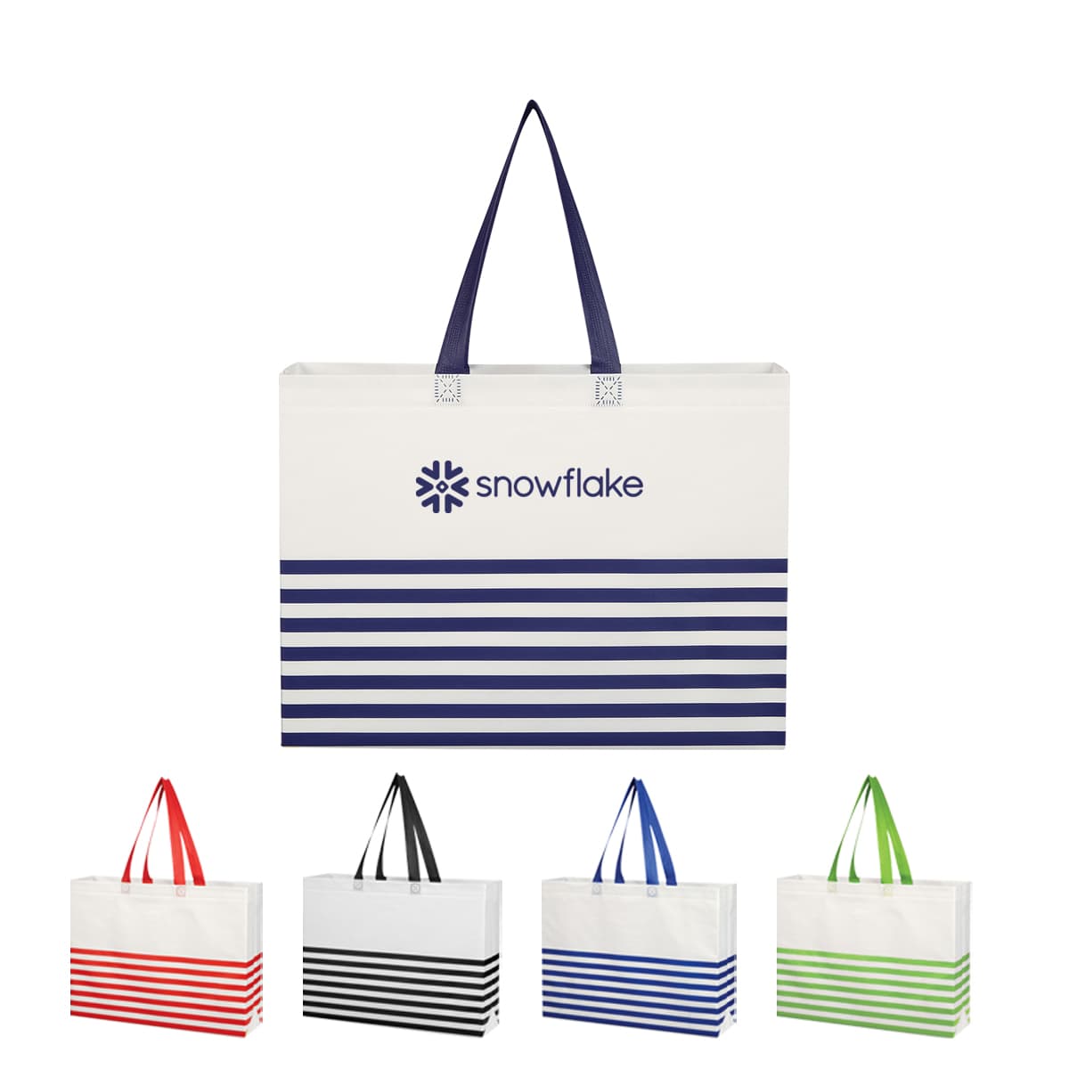 Non-Woven Horizontal Stripe Tote Bag - Image 1