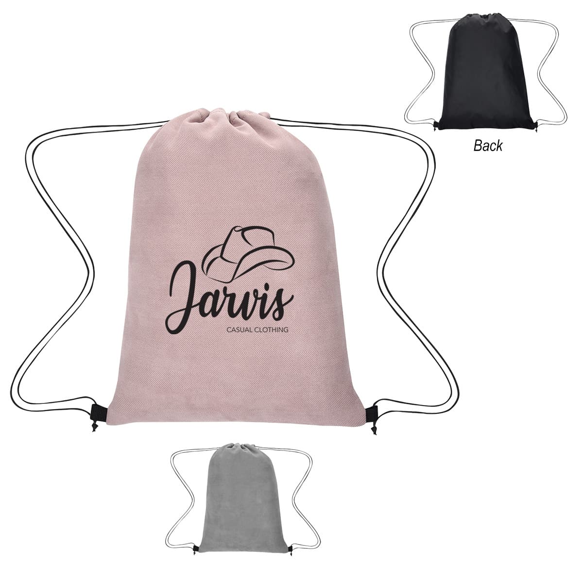 Posh Herringbone Drawstring Bag - Image 1