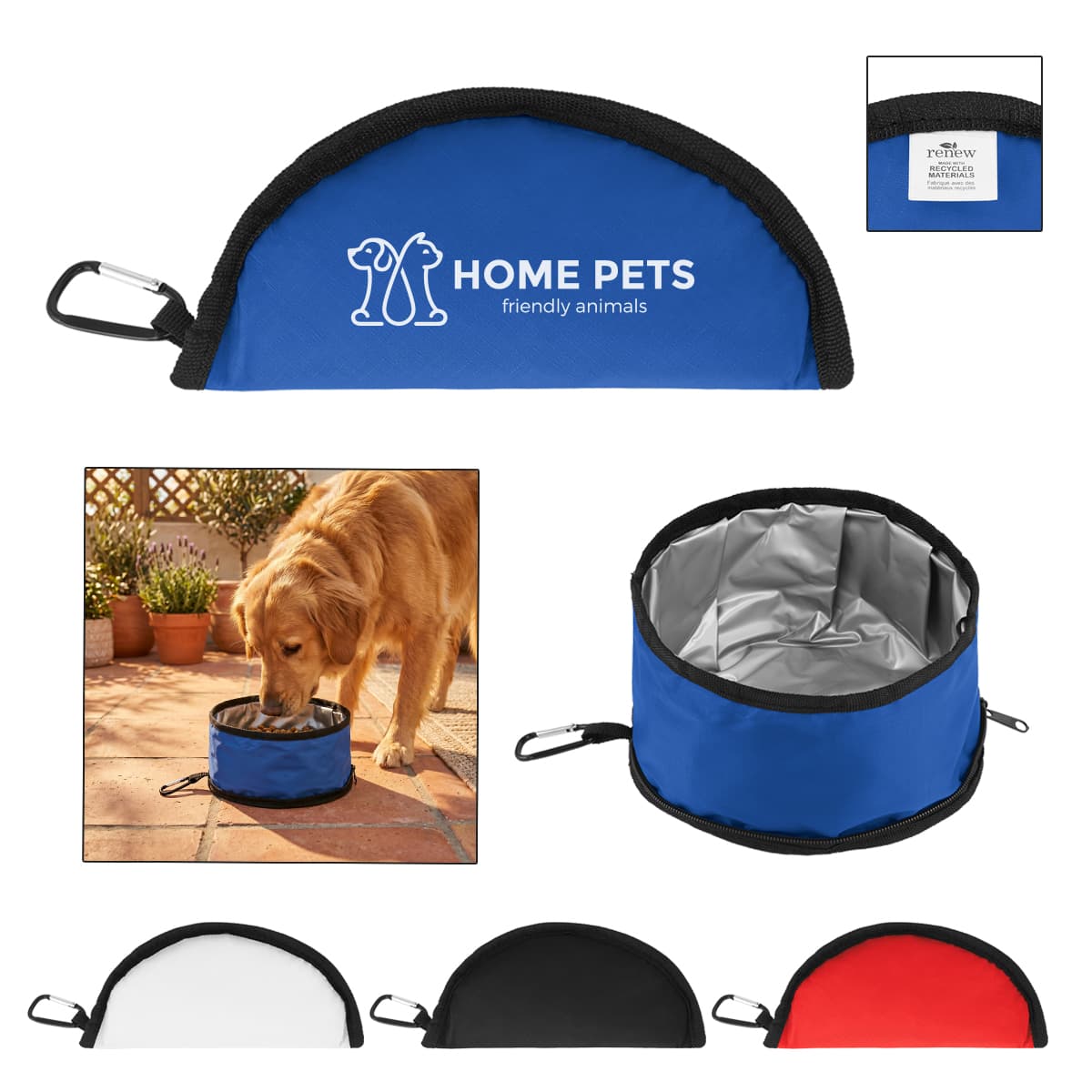 rPET Foldable Dog Food Bowl With Carabiner - Image 1
