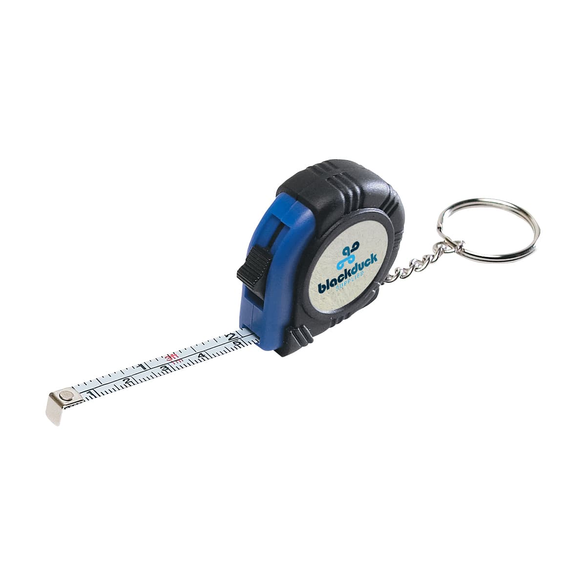 Rubber Tape Measure Key Tag With Laminated Label - Image 1