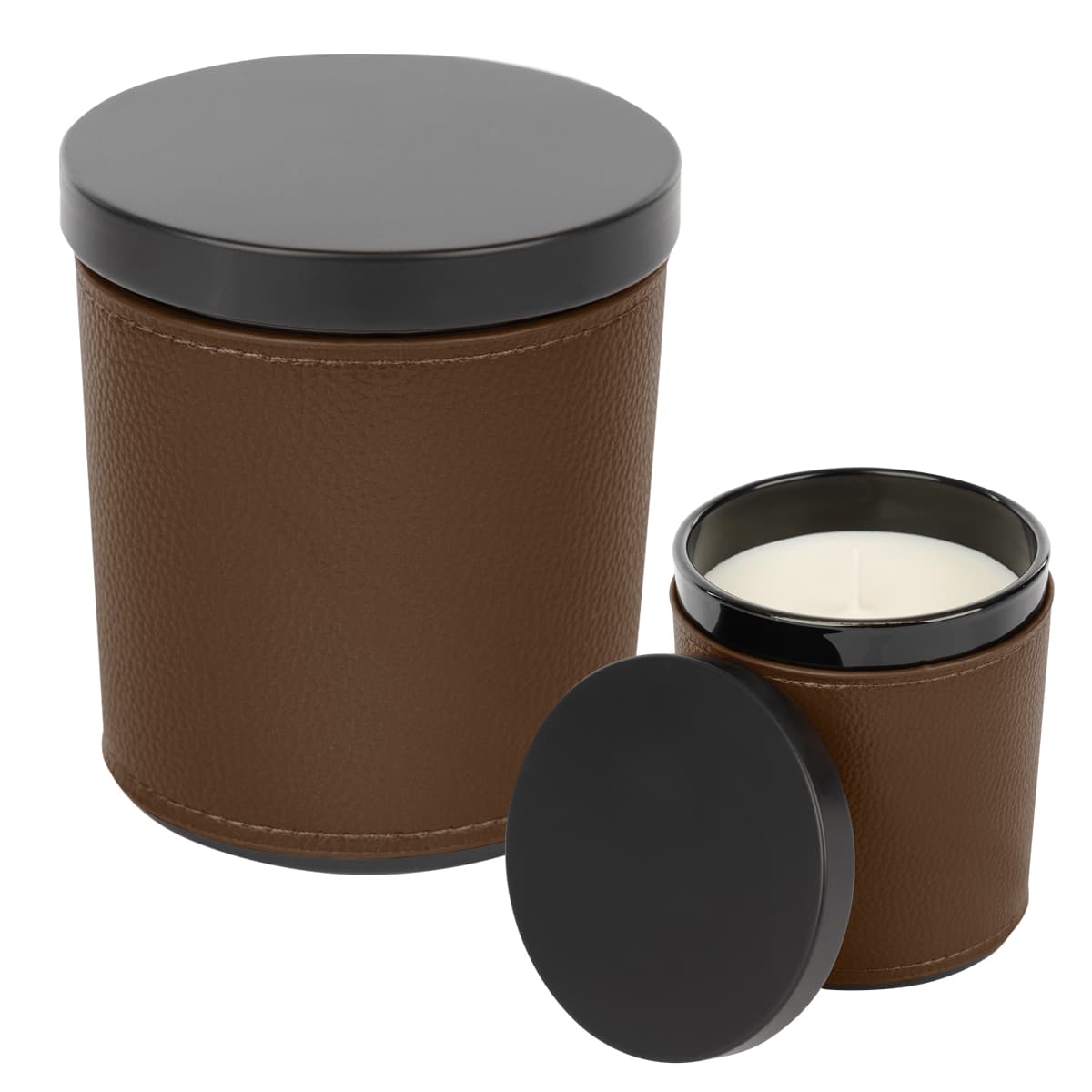 Scented Candle With Leatherette Sleeve - Image 1