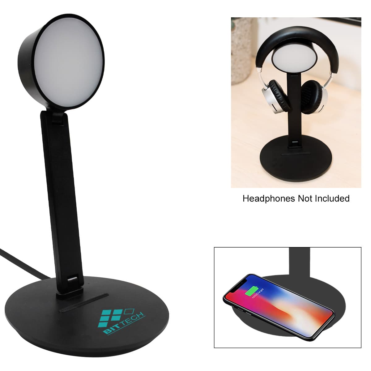 Vanity Light Wireless Charger With Headphone Stand - Image 1