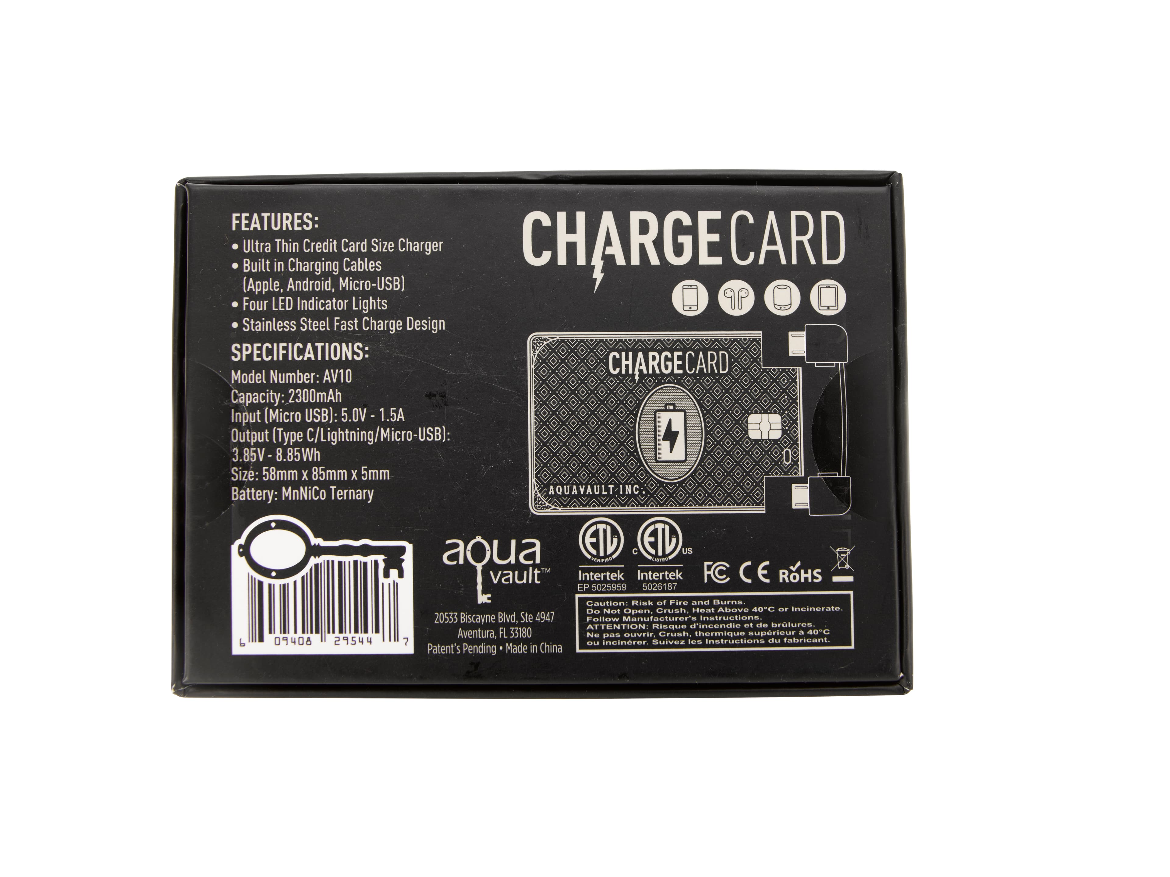 AquaVault® ChargeCard Power Bank 2,300 mAh