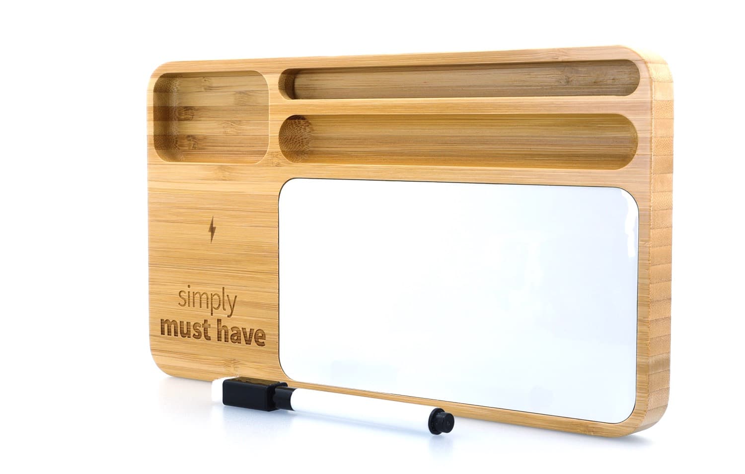 Bamboo 10W Wireless Charging Base with Dry Erase Board - Image 1